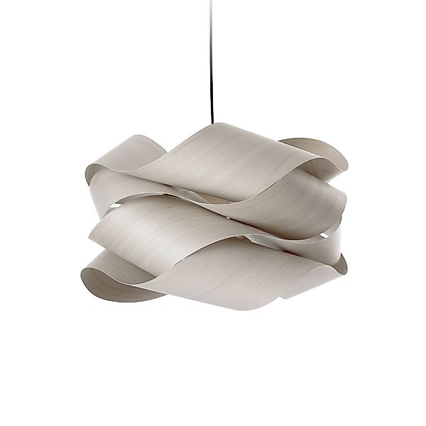 LZF Hängelampe Link, grau/nickelfarben, Ø 46 cm, Holz günstig online kaufen