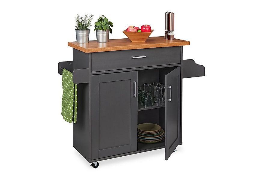 relaxdays Küchenwagen mit Arbeitsplatte günstig online kaufen
