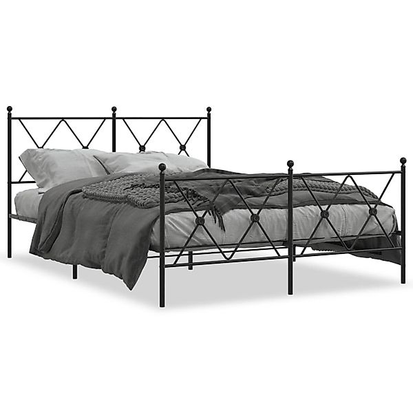 vidaXL Bettgestell mit Kopf- und Fußteil Metall Schwarz 140x190 cm 376520 günstig online kaufen