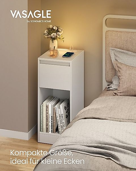 VASAGLE Nachttisch (1-St), schmal Beistelltisch, Nachtschrank mit LED-Beleu günstig online kaufen
