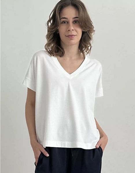 Zuckerwatte V-Shirt aus weicher Baumwolle Modal Mischung, mit Elasthan, beq günstig online kaufen