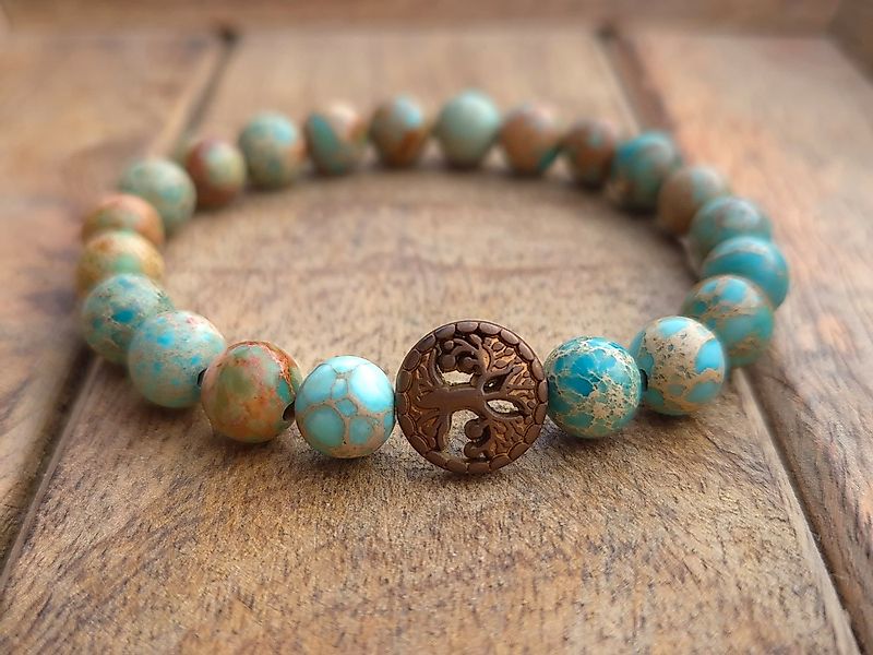 NAHLE Perlenarmband Lebensbaum Achat Naturstein Armband Baum des Lebens Arm günstig online kaufen