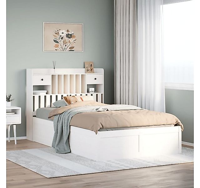 vidaXL Bett, Massivholzbett ohne Matratze Weiß 135x190 cm Kiefernholz günstig online kaufen