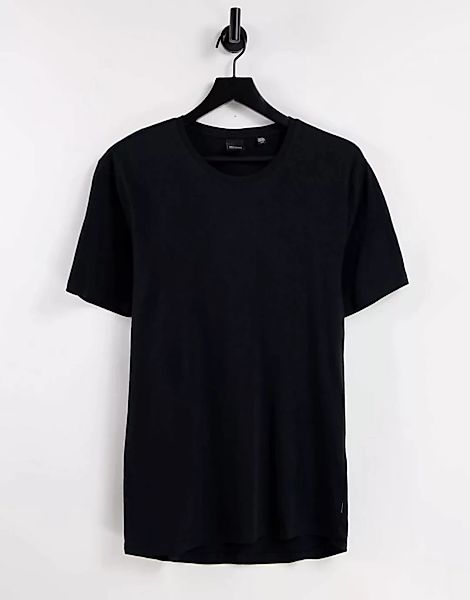 Only & Sons – Lang geschnittenes Shirt mit abgerundetem Saum, in Schwarz günstig online kaufen