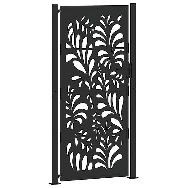 vidaXL Gartentor Schwarz 105x205 cm Stahl Wellendesign 4100973 günstig online kaufen