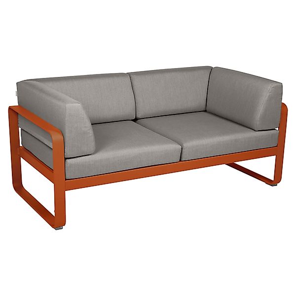 Bellevie 2-Sitzer Club Sofa E2 Kandierte Orange B8 Taupegrau günstig online kaufen