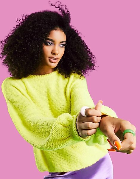 ASOS DESIGN – Oversize-Pullover in Gelb mit Rundhalsausschnitt günstig online kaufen