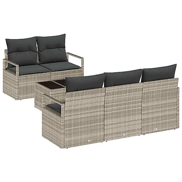 vidaXL Sofa Set mit Kissen 6-Tlg Hellgrau und Dunkelgrau Poly-Rattan 335493 günstig online kaufen