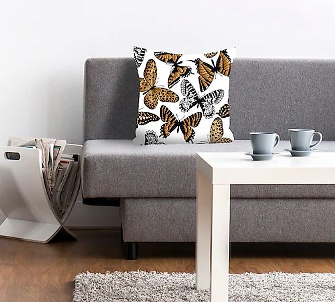 queence Dekokissen »Butterfly«, Kissenhülle,Braune Schmetterlinge,Zarte Mus günstig online kaufen