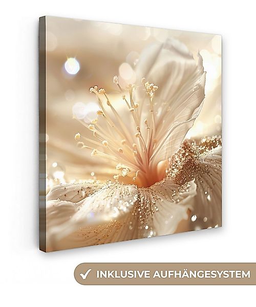 OneMillionCanvasses® Leinwandbild Blume - Weiß - Glitter - Gold - Modern, F günstig online kaufen