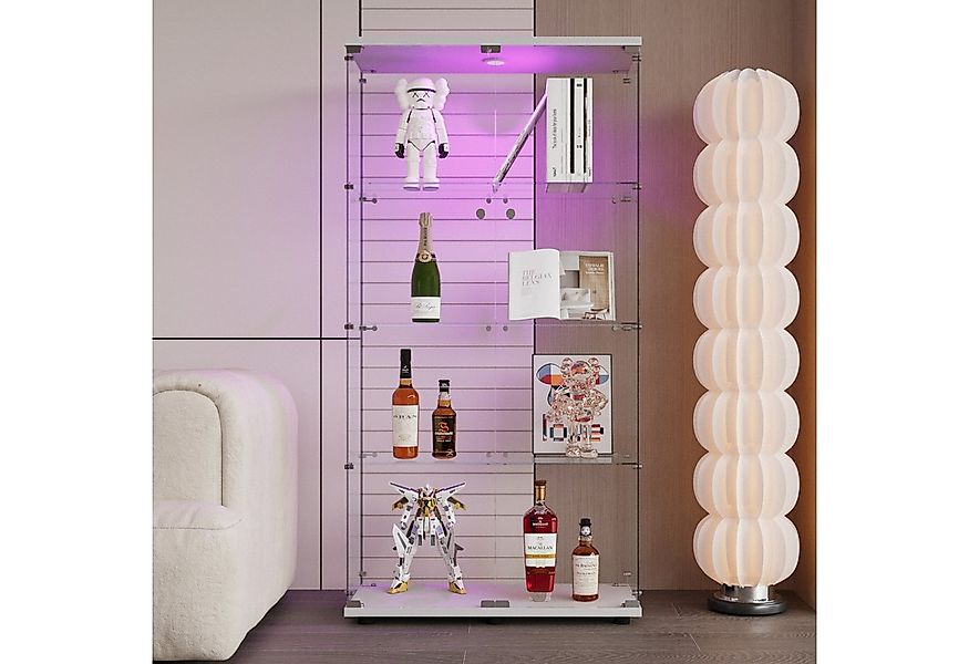FUROKOY Glasvitrine Standvitrine, Modern Glas Vitrinenschrank (4 Lagen Glas günstig online kaufen