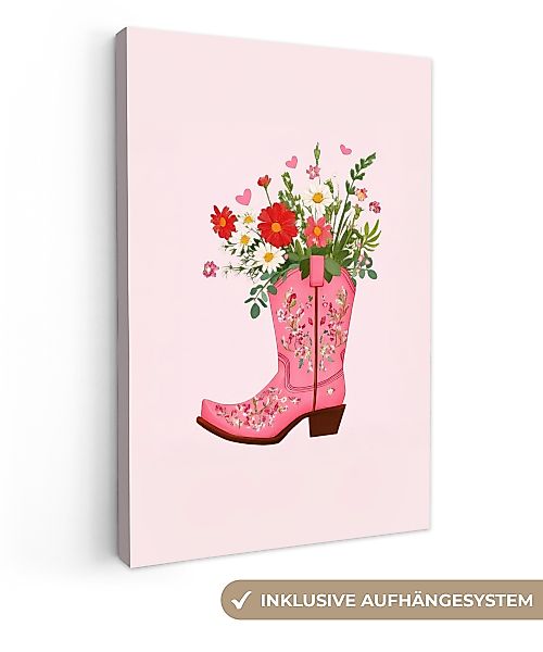 OneMillionCanvasses® Leinwandbild Cowboystiefel - Rosa - günstig online kaufen