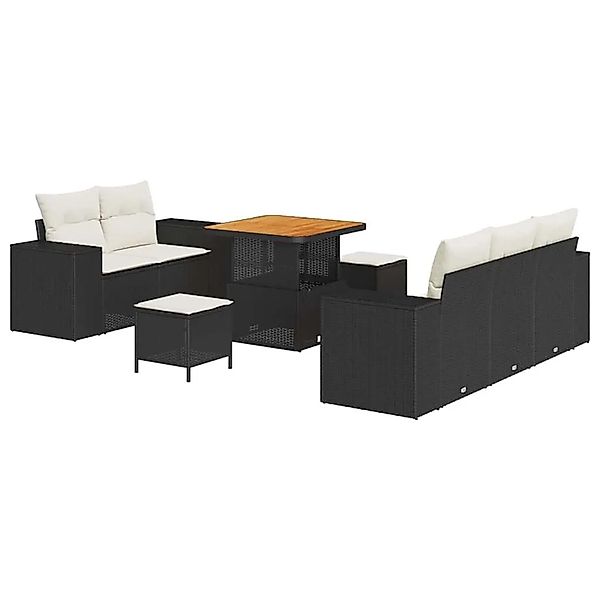 vidaXL Gartensofa-set mit Kissen 8-Tlg Schwarz und Creme Poly-Rattan 336389 günstig online kaufen