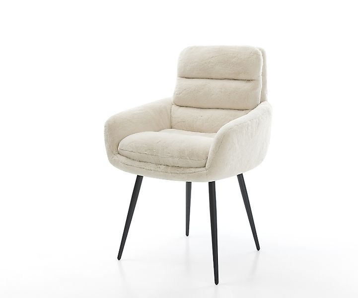 Esszimmerstuhl Abelia-Flex mit Armlehnen Plüsch Creme-Weiß 4-Fuß konisch Sc günstig online kaufen