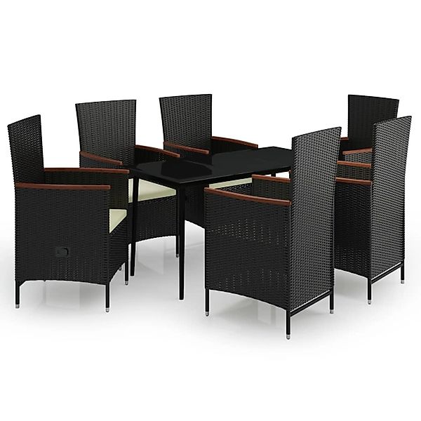vidaXL 7-Tlg Garten-Essgruppe mit Kissen Schwarz 3099446 günstig online kaufen