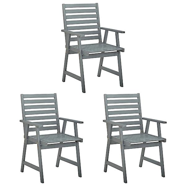 vidaXL Garten-Essstühle Hellgrün mit Kissen 3 Stk. Massivholz Akazie günstig online kaufen