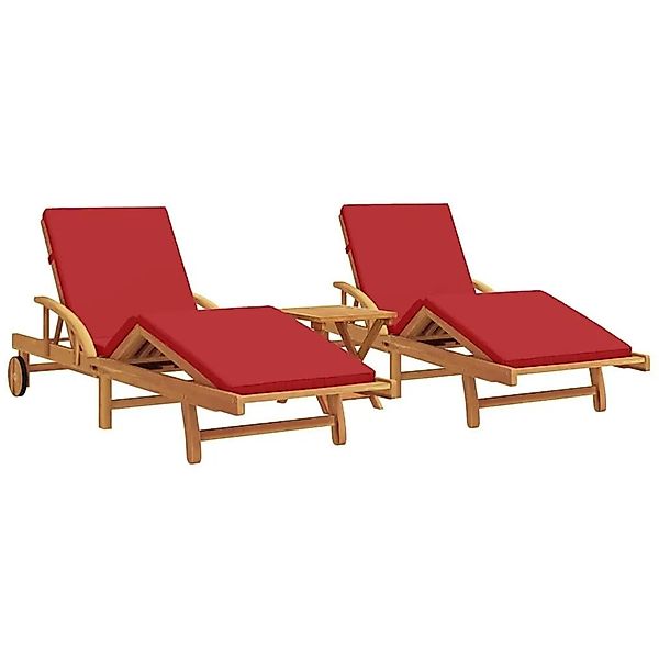 vidaXL Sonnenliege 2-Person 3 Stk Rot 40 x 40 x 40cm Massivholz Akazie 3325 günstig online kaufen