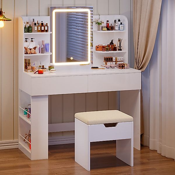 Furnicopia Schminktisch 90/110 cm, LED-Beleuchtung mit günstig online kaufen