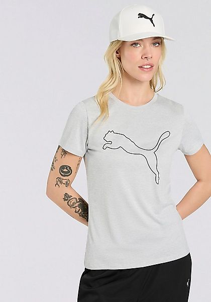 PUMA Trainingsshirt W TAD ESSENTIAL HEATHER LOGO TEE gerader Saum mit Seite günstig online kaufen