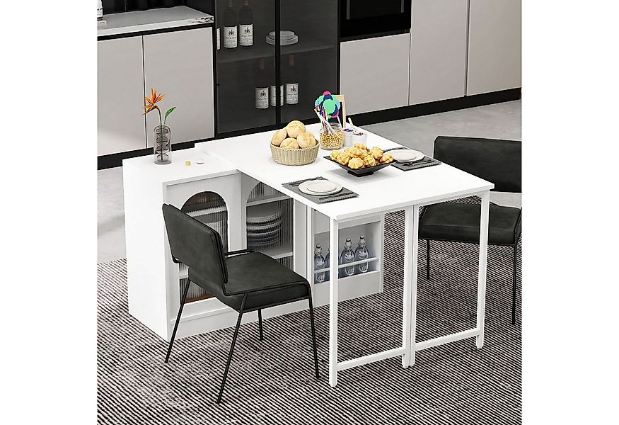 HAUSS SPOLE Bartisch mit Glasschranktür,Küchenschrank Sideboard Ausziehbar günstig online kaufen