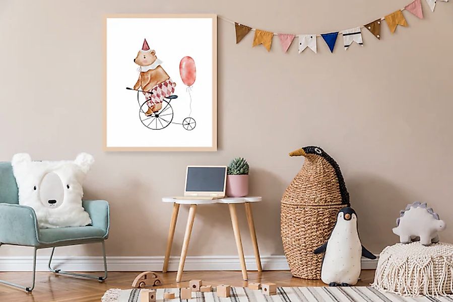 Lüttenhütt Bild mit Rahmen »oder Poster, Bär mit Luftballon« Bär   Fahrräde günstig online kaufen