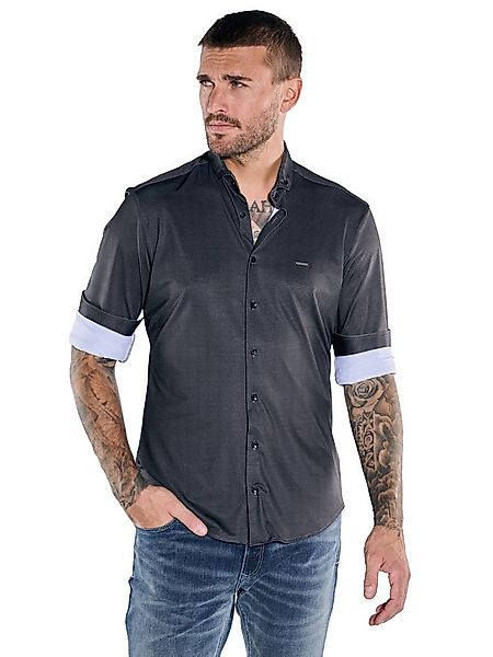 emilio adani Langarmhemd Herren Langarm-Hemd gemustert, Schwarz günstig online kaufen