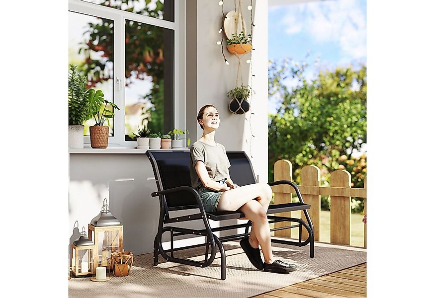 Outsunny Gartenbank mit Schaukelmechanismus, bis 200 kg belastbar (Gartensc günstig online kaufen