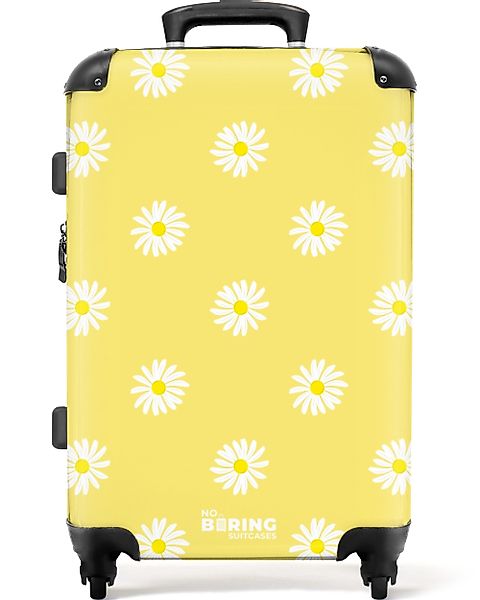 NoBoringSuitcases.com© Hartschalen-Trolley Pastellgelb mit Gänseblümchen 67 günstig online kaufen