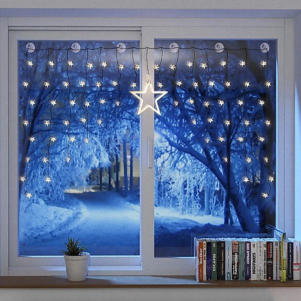 Mojawo Beleuchtete Weihnacht Lichterkette Fensterdeko Sternenvorhang 90 LED günstig online kaufen