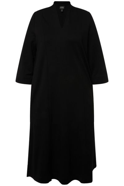 Ulla Popken Midikleid Midi-Puntokleid Kelchkragen V-Ausschnitt günstig online kaufen