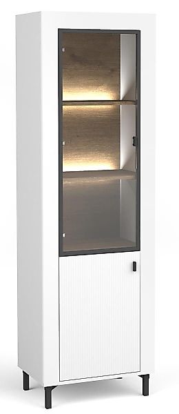 Compleo Vitrine Vitrinenschrank mit Glastüren, gerillte günstig online kaufen