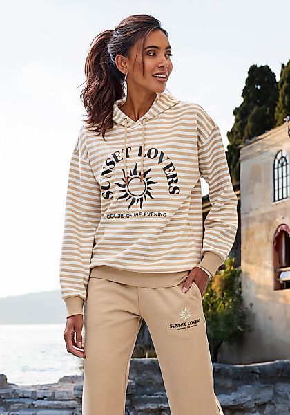 H.I.S Kapuzenpullover im Streifenlook mit großen Print, Loungewear günstig online kaufen