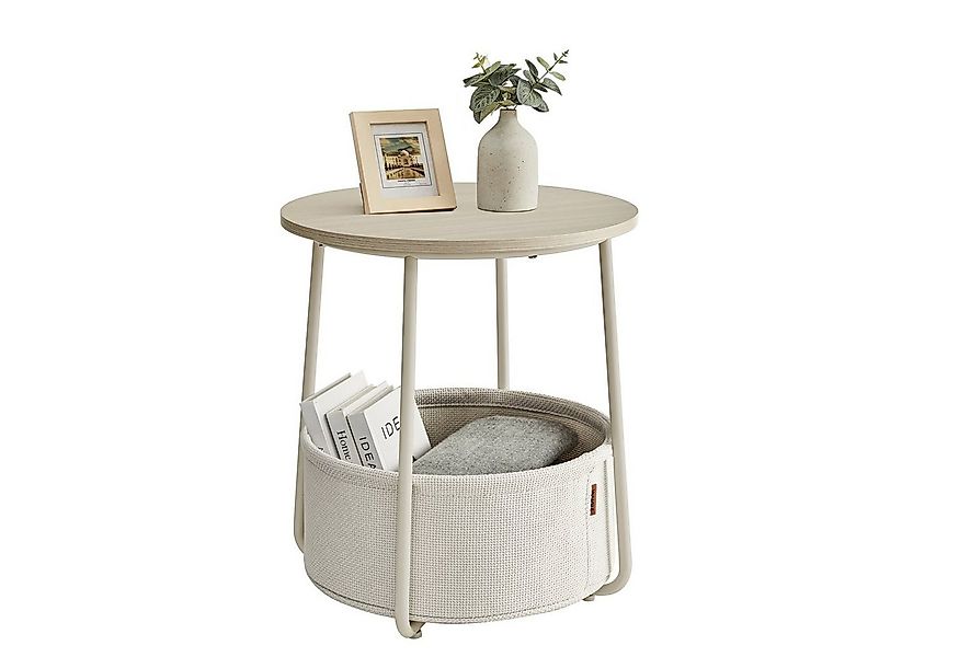 VASAGLE Beistelltisch, rund, Couchtisch, mit Korb aus Stoff, Ø45 cm, modern günstig online kaufen