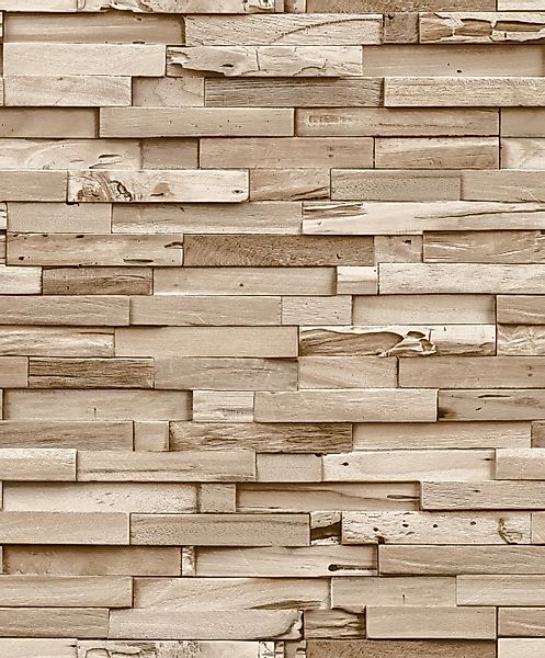 Grandeco Tapete Vliestapete 3D-Effekt Holz Optik günstig online kaufen