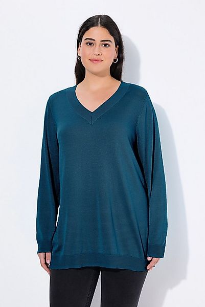 Ulla Popken Strickpullover Pullover V-Ausschnitt Langarm weicher Feinstrick günstig online kaufen