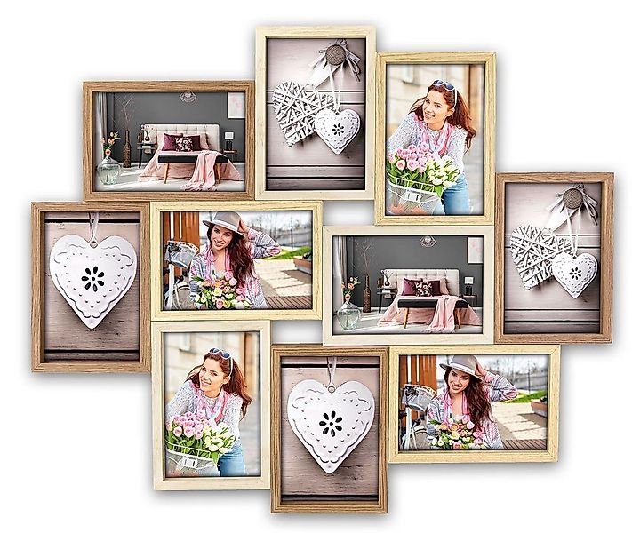matches21 HOME & HOBBY Bilderrahmen Holz Bilderrahmen Collage braun, beige, günstig online kaufen