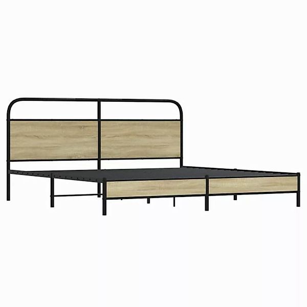 vidaXL Bett Metallbett ohne Matratze Sonoma-Eiche 180x200 cm günstig online kaufen