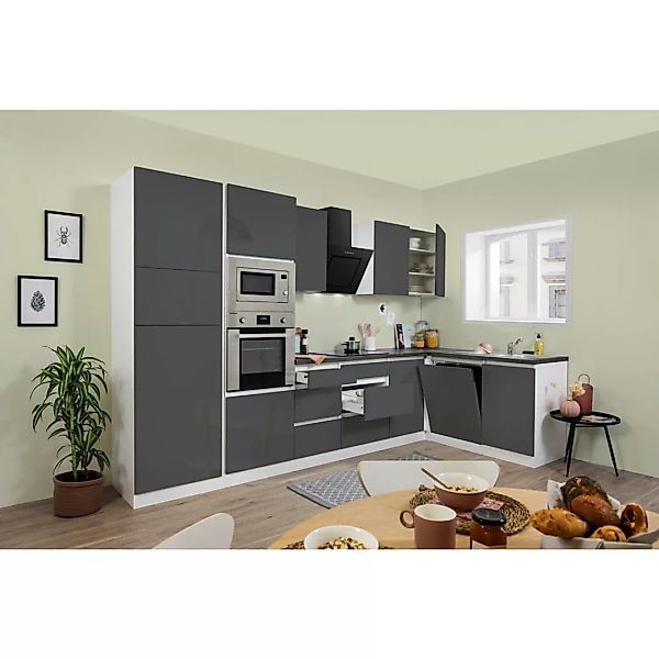 Respekta Küchenblock Premium grau hochglänzend B/H/T: ca. 345x220,5x172 cm günstig online kaufen