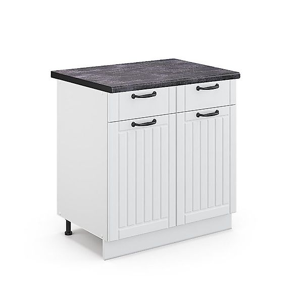 Vicco Küchenunterschrank Fame-Line Weiß Landhaus/Weiß 80 cm AP Anthrazit günstig online kaufen