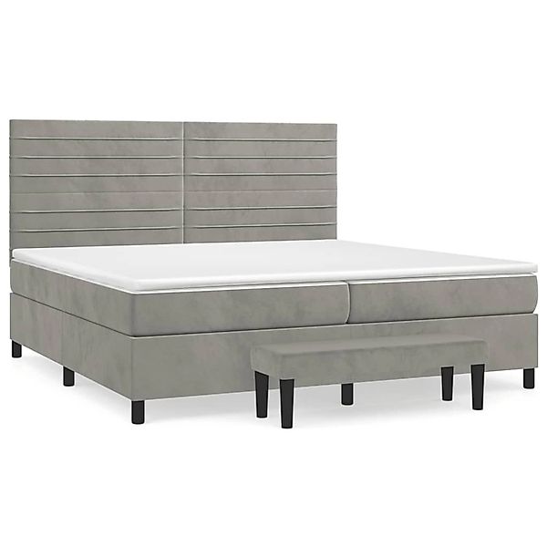 vidaXL Boxspringbett mit Matratze Hellgrau 200x200 cm Samt1350803 günstig online kaufen