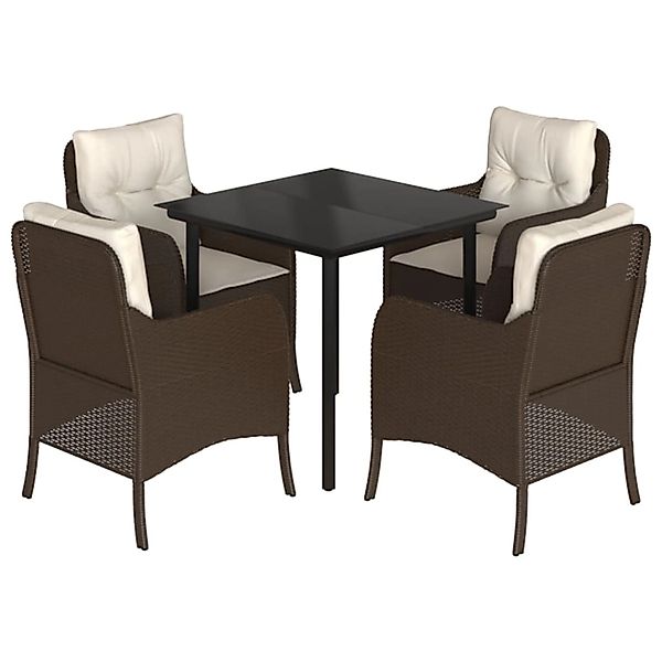vidaXL 5-Tlg Garten-Essgruppe mit Kissen Braun Poly Rattan 3211942 günstig online kaufen