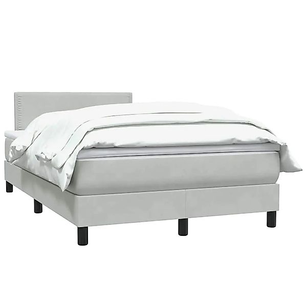 vidaXL Boxspringbett mit Matratze Hellgrau 120x210 cm Samt 3316107 günstig online kaufen