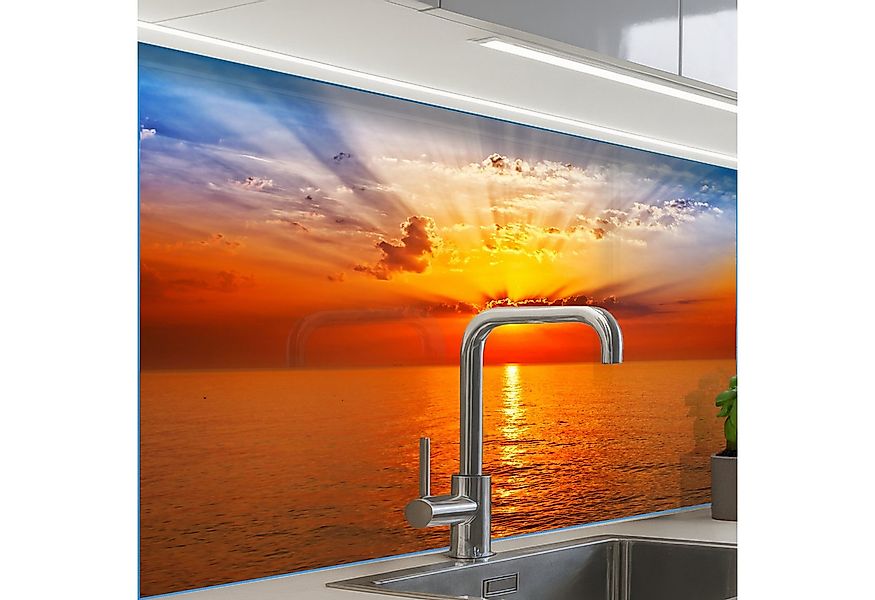 KitchenYeah Küchenrückwand selbstklebend Sonnenuntergang - Meer - Himmel - günstig online kaufen