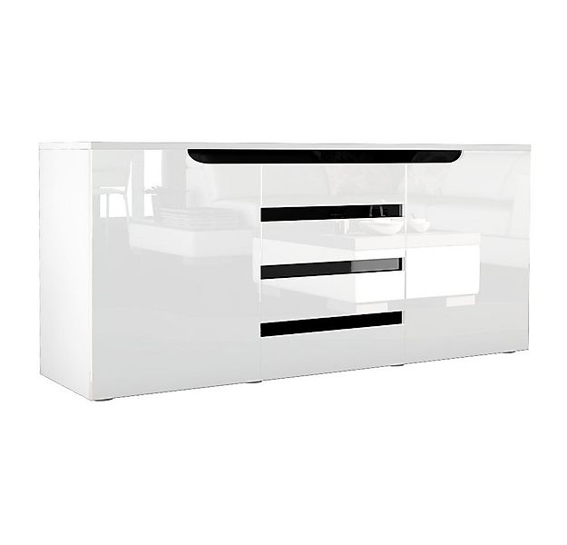 Vladon Sideboard Sintra V1 (Kommode, mit 2 Türen und 4 Schubladen), Weiß ma günstig online kaufen