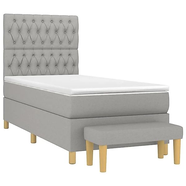 vidaXL Boxspringbett mit Matratze Hellgrau 90x200 cm Stoff 3137365 günstig online kaufen