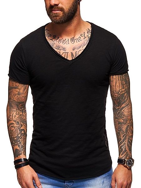 behype T-Shirt für Herren mit V-Ausschnitt aus 100% Baumwolle V-Neck Shirt günstig online kaufen