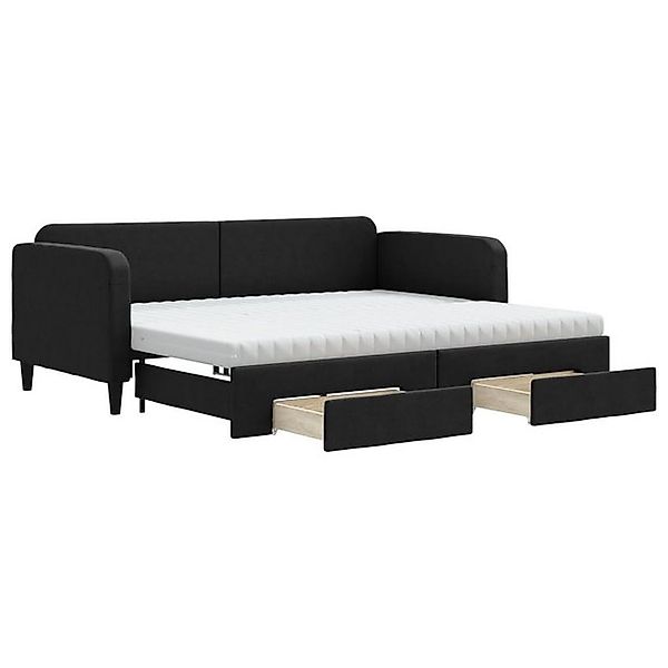 vidaXL Bett, Tagesbett Ausziehbar mit Schubladen Schwarz 90x200 cm Stoff günstig online kaufen