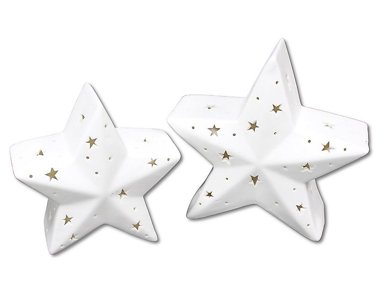 Dekoleidenschaft LED Dekofigur Stern "White" Porzellan, weiß, Leuchtsterne, günstig online kaufen