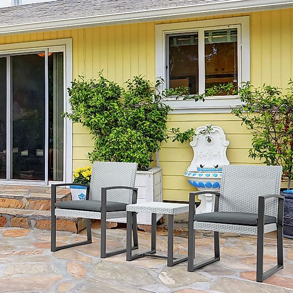 Outsunny Sitzgruppe Sitzgruppe mit Beistelltisch Gartenset Sitzgarnitur mit günstig online kaufen