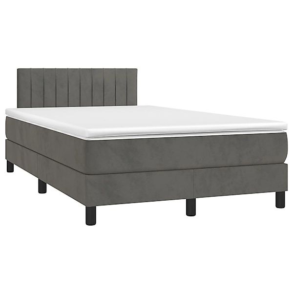 vidaXL Boxspringbett mit Matratze & LED Dunkelgrau 120x200 cm Samt 3134514 günstig online kaufen